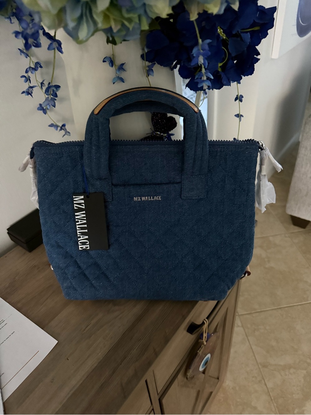 MZ Wallace shopper nwt denim blue small Sutton deluxe - Picture 2 of 5